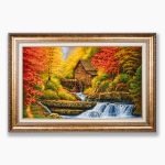 تابلو فرش دستبافت طرح منظره آسیاب آبشار کد 7412515