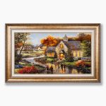 تابلو فرش دستبافت طرح منظره دهکده اشرافی کد 7412615