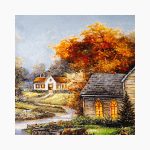 تابلو فرش دستبافت طرح منظره دهکده اشرافی کد 7412615 - Image 2