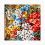 تابلو فرش دستبافت طرح گل پله کد 741281 - Image 2