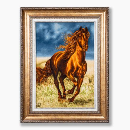 تابلو فرش دستبافت طرح اسب قهوه ای کد 741321