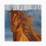تابلو فرش دستبافت طرح اسب قهوه ای کد 741321 - Image 3