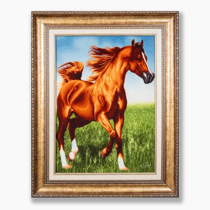 تابلو فرش دستبافت طرح اسب قهوه ای کد 741322