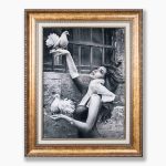 تابلو فرش دستبافت طرح دختر کبوتر باز کد 741341