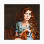 تابلو فرش دستبافت طرح دختر انتظار کد 741342 - Image 2