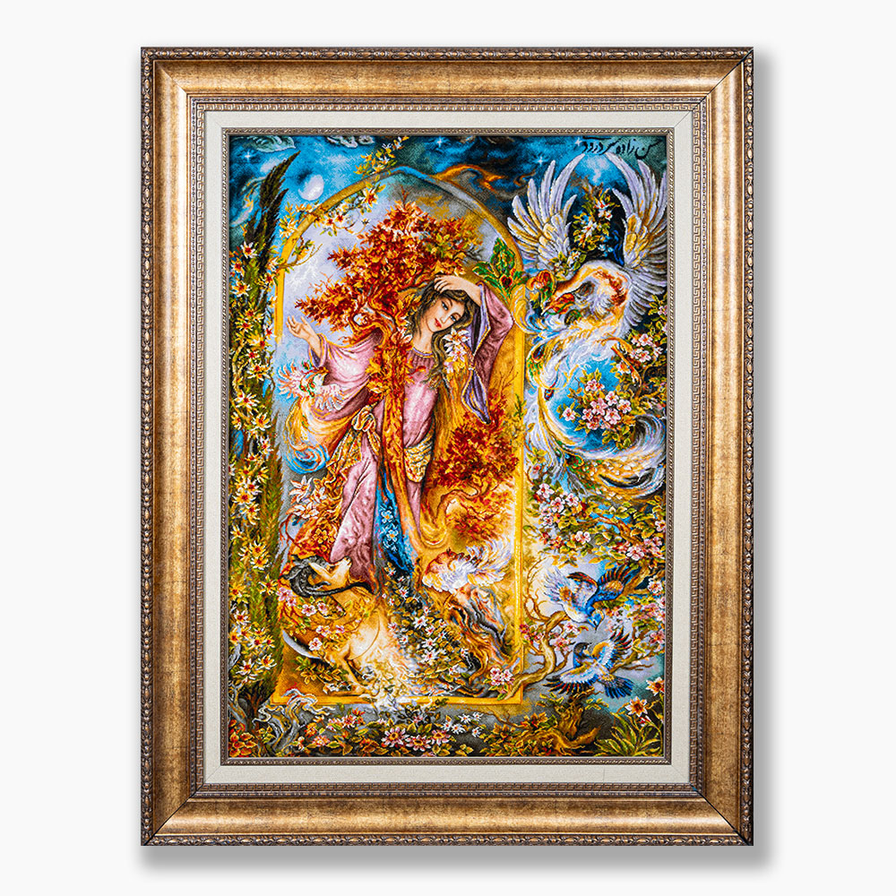 151 تابلو فرش دستبافت طرح راز کد 741376 - Image 1