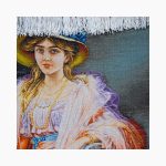 تابلو فرش دستبافت طرح دختر اشرافی کد 741344 - Image 3