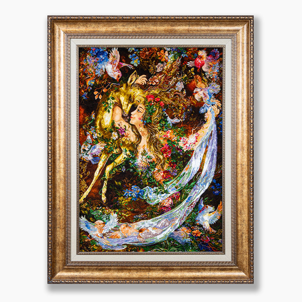 157 تابلو فرش دستبافت طرح نیازو نوازش کد 741377 - Image 1