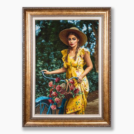 تابلو فرش دستبافت طرح دختر گل فروش کد 741346