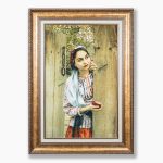 تابلو فرش دستبافت طرح دختر انتظار کد 741347