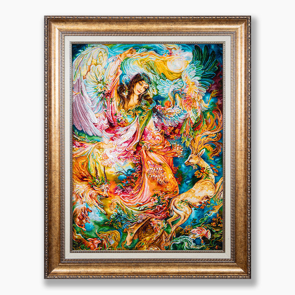 208 تابلو فرش دستبافت طرح پیدایش هستی کد 7413714 - Image 1