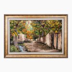 تابلو فرش دستبافت طرح منظره کوچه باغ کد 7412552