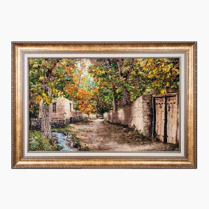 تابلو فرش دستبافت طرح منظره کوچه باغ کد 7412552