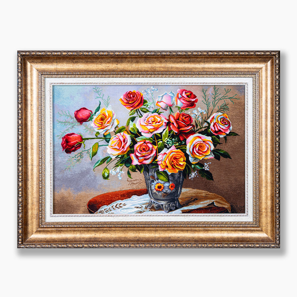 223 تابلو فرش دستبافت طرح گل رز کد 741272 - Image 1