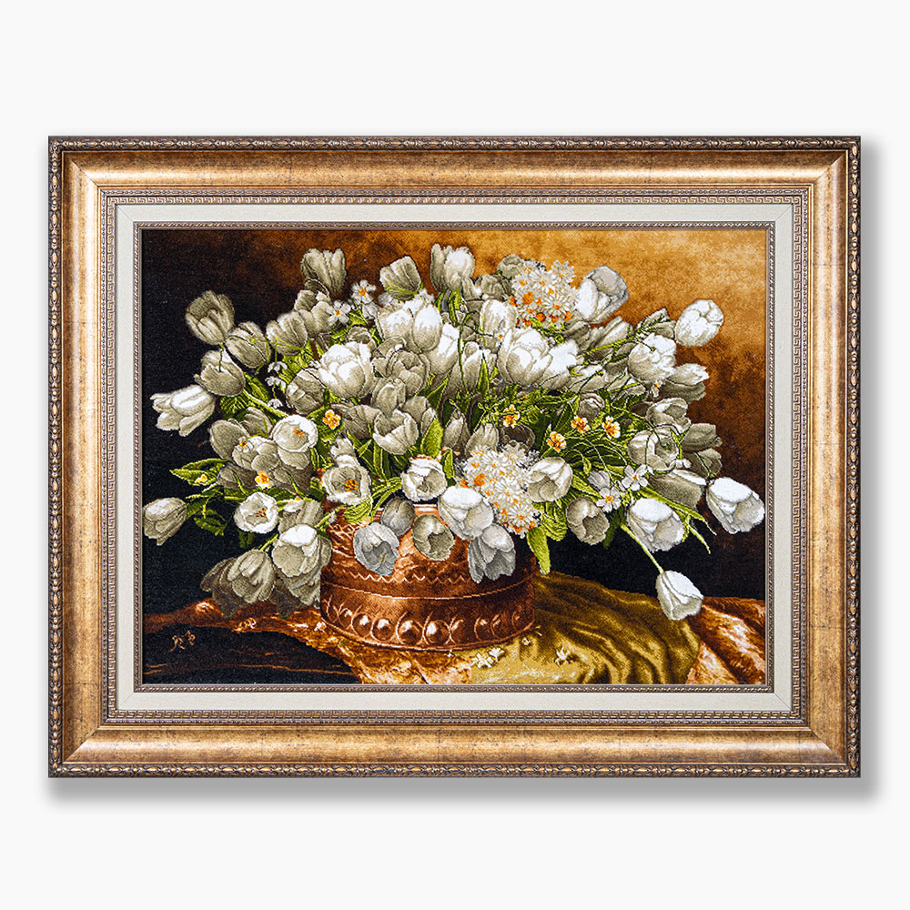 226 تابلو فرش دستبافت طرح گل لاله کد 741273 - Image 1