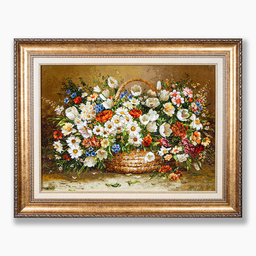 229 تابلو فرش دستبافت طرح گل ملیسا کد 741274 - Image 1