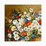 تابلو فرش دستبافت طرح گل ملیسا کد 741274 - Image 2