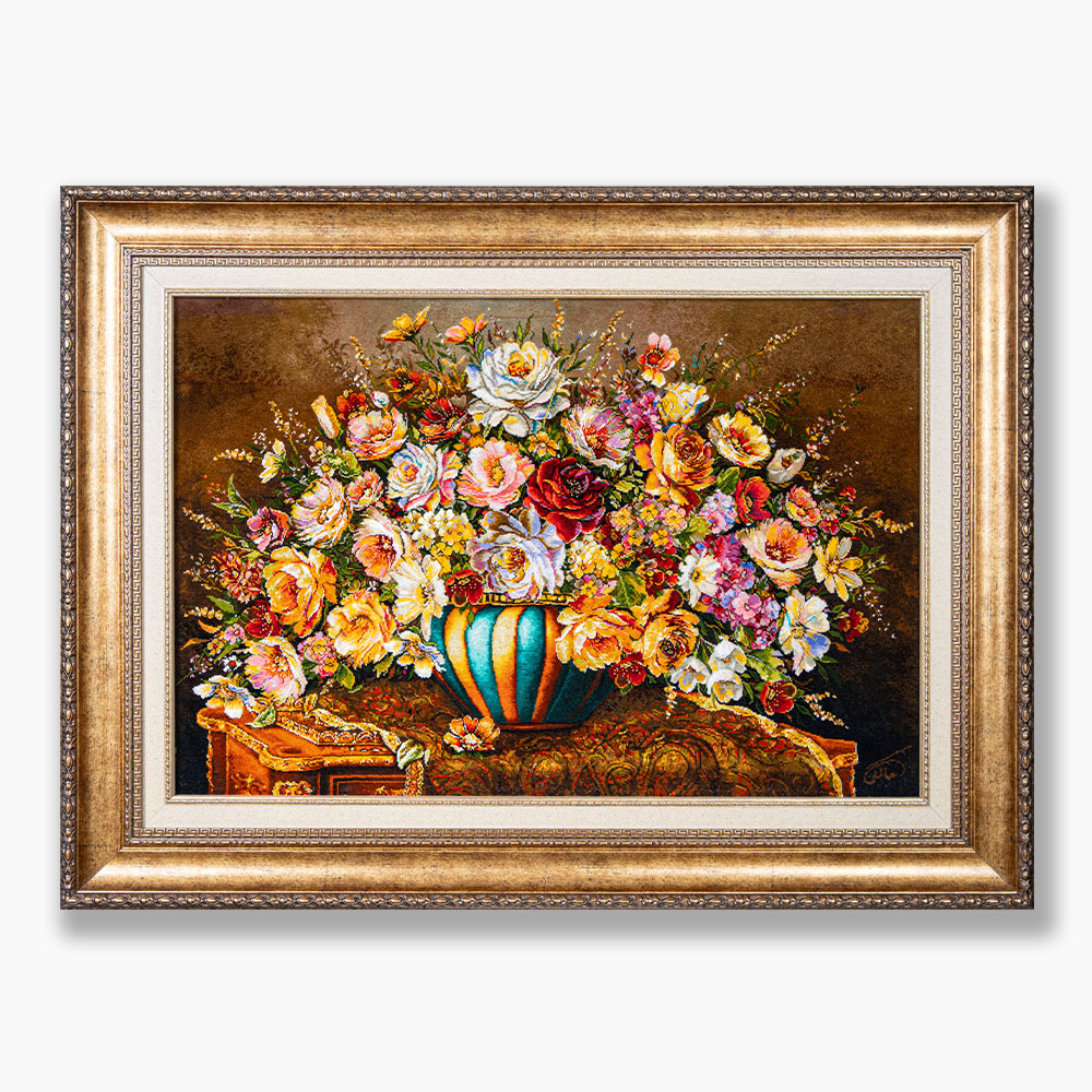 232 تابلو فرش دستبافت طرح گل رز کد 741275 - Image 1