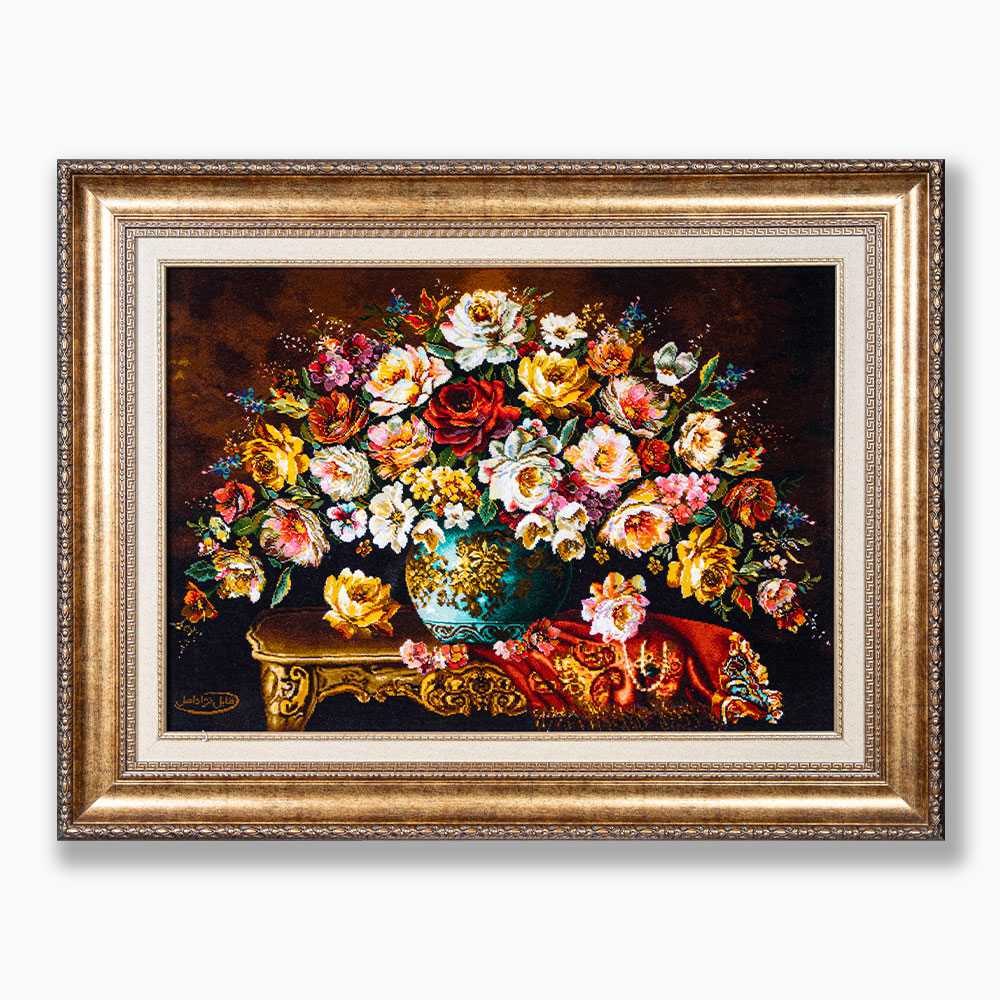 235 تابلو فرش دستبافت طرح گل رز کد 741276 - Image 1