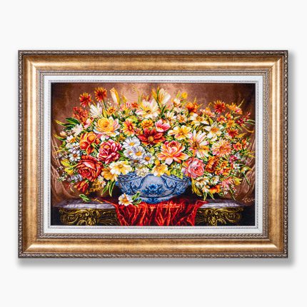 تابلو فرش دستبافت طرح گل ترمه کد 741277