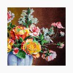 تابلو فرش دستبافت طرح گل رز و ترمه کد 741278 - Image 2