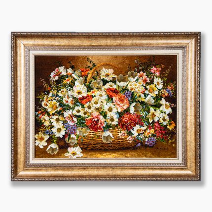 تابلو فرش دستبافت طرح گل سید ملیسا کد 741279