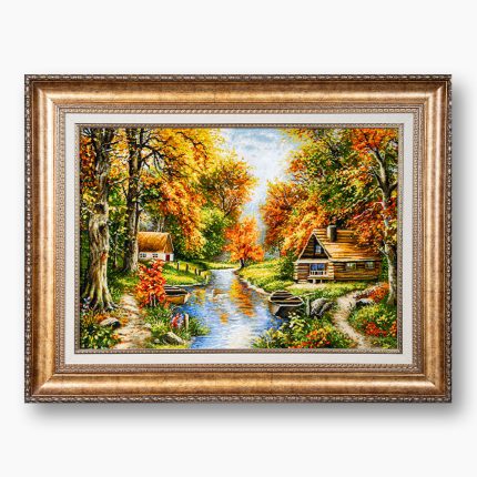 تابلو فرش دستبافت طرح منظره دو کلبه کد 7412611