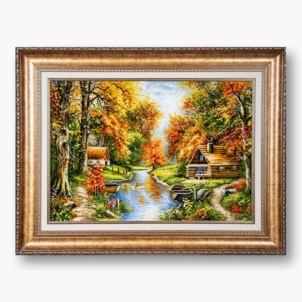 25 تابلو فرش دستبافت طرح منظره دو کلبه کد 7412611 - Image 1