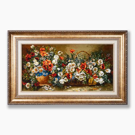 تابلو فرش دستبافت طرح گل لاله و شقایق کد 7412711