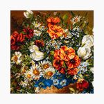 تابلو فرش دستبافت طرح گل لاله و شقایق کد 7412711 - Image 2