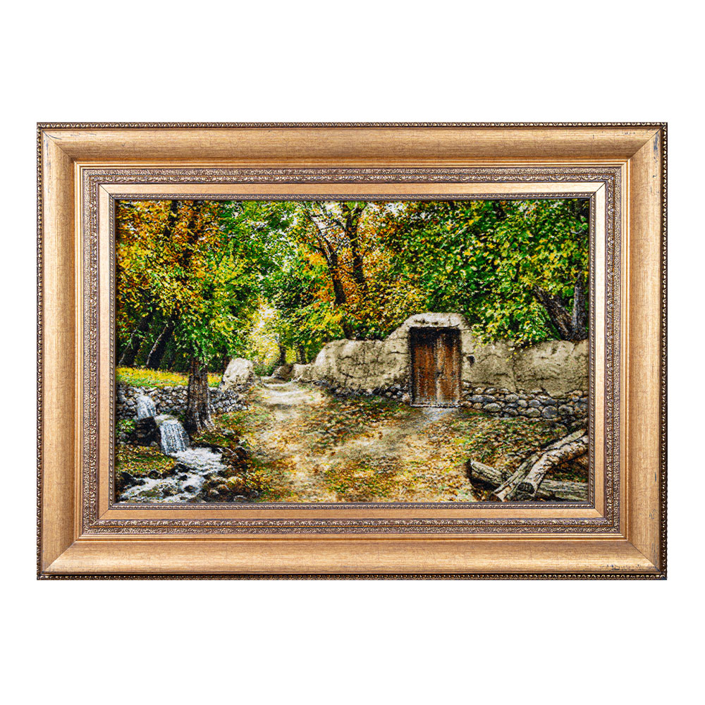 49 تابلو فرش دستبافت طرح منظره کوچه باغ کد 741254 - Image 1