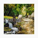 تابلو فرش دستبافت طرح منظره کوچه باغ کد 741254 - Image 2