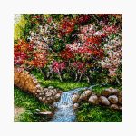 تابلو فرش دستبافت طرح منظره کوچه باغ بهار کد 741257 - Image 2