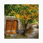 تابلو فرش دستبافت طرح منظره کوچه باغ کد 741258 - Image 2