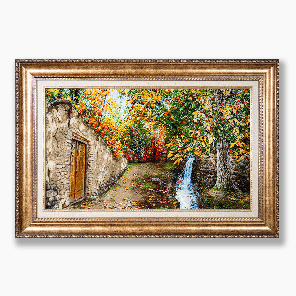 61 تابلو فرش دستبافت طرح منظره کوچه باغ کد 741259 - Image 1