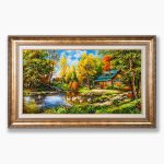 تابلو فرش دستبافت طرح منظره برکه قو کد 741266