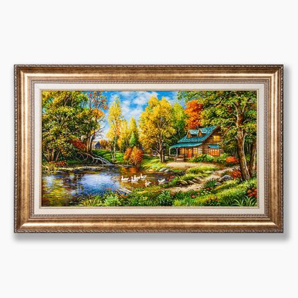 تابلو فرش دستبافت طرح منظره برکه قو کد 741266