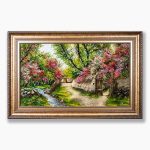 تابلو فرش دستبافت طرح منظره کوچه باغ بهار کد 7412510