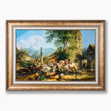 تابلو فرش دستبافت طرح منظره دهکده اسپانیا کد 741268