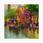 تابلو فرش دستبافت طرح منظره خیابان شانزلیزه کد 741269 - Image 2