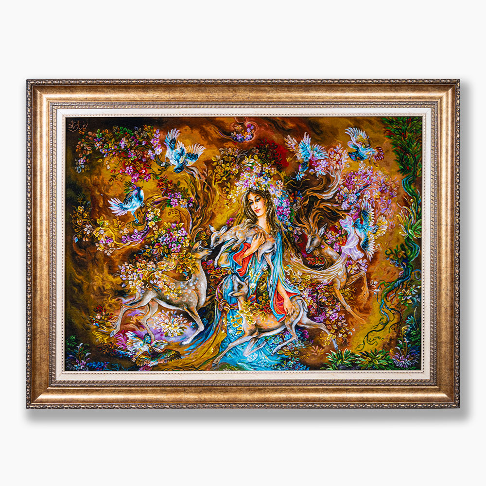 79 تابلو فرش دستبافت طرح گرمای عشق کد 741372 - Image 1