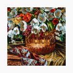 تابلو فرش دستبافت طرح گل لاله گلدان مسی کد 7412511 - Image 2