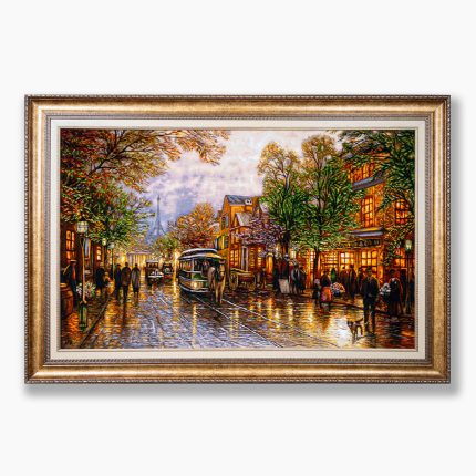 تابلو فرش دستبافت طرح منظره خیابان شانزلیزه کد 7412610