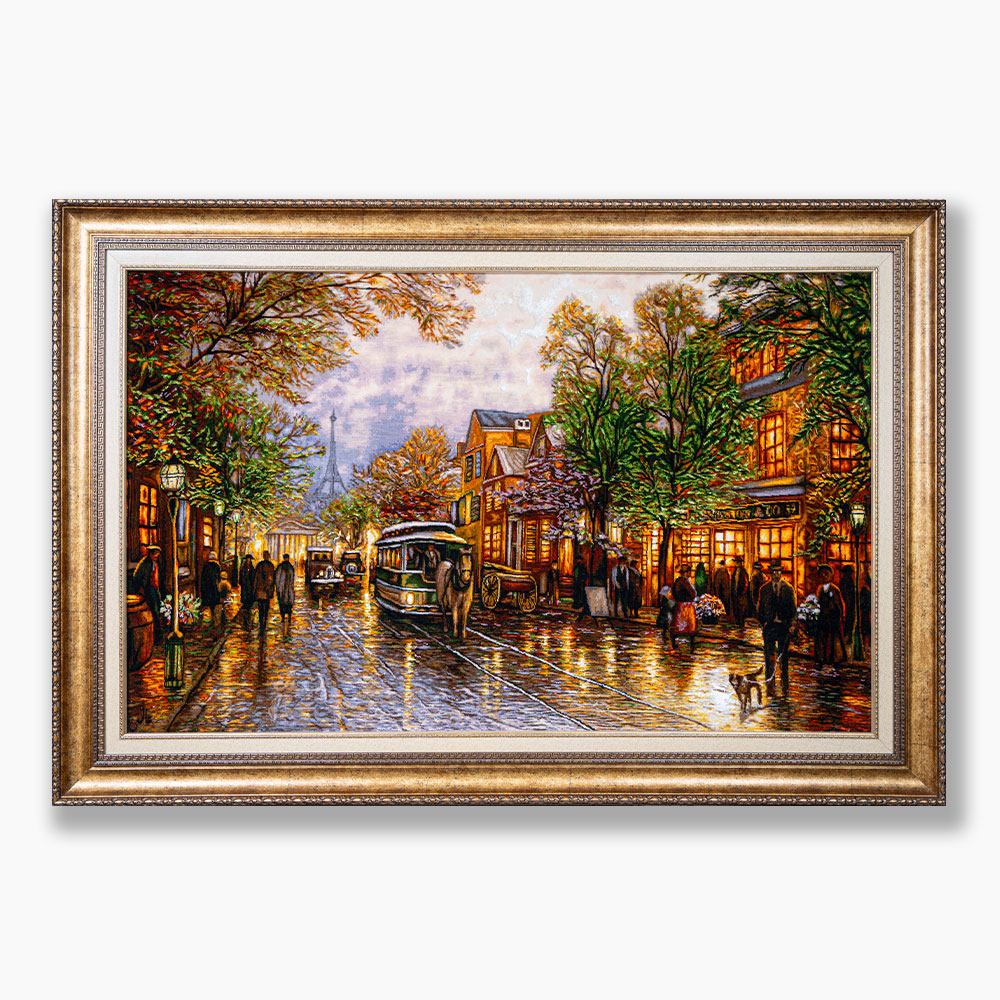 88 تابلو فرش دستبافت طرح منظره خیابان شانزلیزه کد 7412610 - Image 1