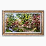 تابلو فرش دستبافت طرح منظره کوچه باغ بهار کد 7412513