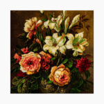 تابلو فرش دستبافت طرح گل شاهکار کد 741283 - Image 3