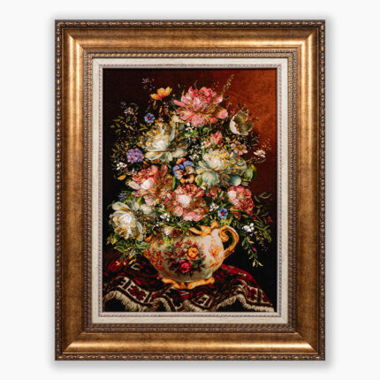 تابلو فرش دستبافت طرح گل ترمه کد 741284