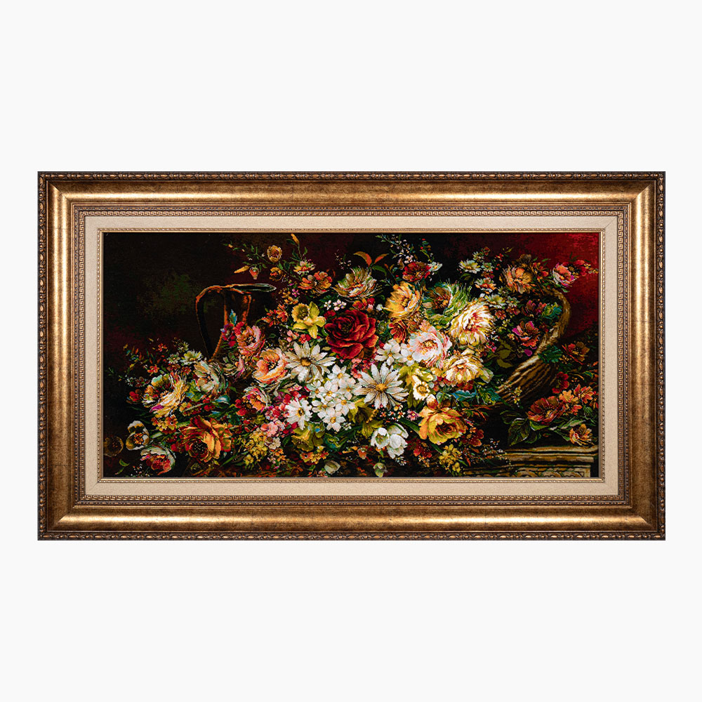 350 تابلو فرش دستبافت طرح گل سبد کد 7412712 - Image 1